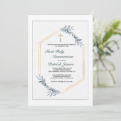 Leisteen Blauwe Varens Uitnodiging (Staand voorkant)