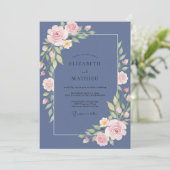 Leisteen Blush Bloeiende Eucalyptus Bruiloft Kaart (Staand voorkant)