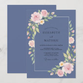 Leisteen Blush Bloeiende Eucalyptus Bruiloft Kaart (Voorkant / Achterkant)