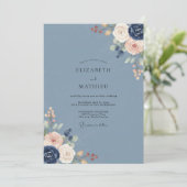 Leisteen Blush Bloem Eucalyptus Bruiloft Kaart (Staand voorkant)