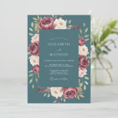 Leisteen Blush Ranunculus Eucalyptus Bruiloft Kaart (Staand voorkant)