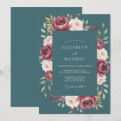Leisteen Blush Ranunculus Eucalyptus Bruiloft Kaart (Voorkant / Achterkant)