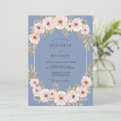 Leisteen Blush Roze Bruiloft Kaart (Staand voorkant)