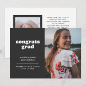 Leisteen en wit Gefeliciteerd Afstudeerder Twee Fo Aankondiging (Voorkant / Achterkant)