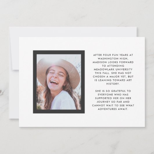 Leisteen en wit Gefeliciteerd Afstudeerder Twee Fo Aankondiging (Achterkant)