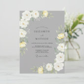 Leisteen Gele Ranunculus Eucalyptus Bruiloft Kaart (Staand voorkant)