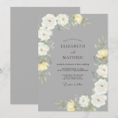 Leisteen Gele Ranunculus Eucalyptus Bruiloft Kaart (Voorkant / Achterkant)