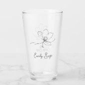 Leisteen Grijs Bloemmotief Lijnkunst Minimalistisc Glas (Achterkant)