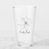 Leisteen Grijs Bloemmotief Lijnkunst Minimalistisc Glas (Voorkant)