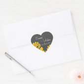 leisteen grijs & geel damask Save the date sticker (Envelop)