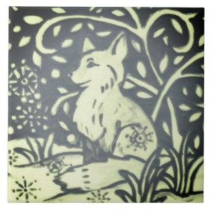 Leisteen grijze groene vos Winter Snow Woodland Na Tegeltje