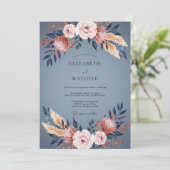 Leisteen Koper Protea Eucalyptus Bruiloft Kaart (Staand voorkant)