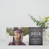 Leisteen krijtbord stijl Afstuderen Aankondiging (Staand voorkant)