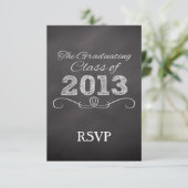 Leisteen krijtbord stijl Afstuderen RSVP Kaartje (Staand voorkant)
