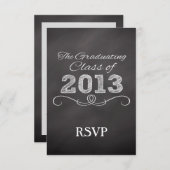 Leisteen krijtbord stijl Afstuderen RSVP Kaartje (Voorkant / Achterkant)