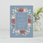 Leisteen Maroon Ranunculus Eucalyptus Bruiloft Kaart (Staand voorkant)