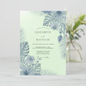 Leisteen Mint Palm Eucalyptus Bruiloft Kaart (Staand voorkant)