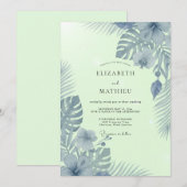Leisteen Mint Palm Eucalyptus Bruiloft Kaart (Voorkant / Achterkant)
