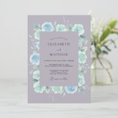 Leisteen Mint Ranunculus Eucalyptus Bruiloft Kaart (Staand voorkant)