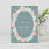 Leisteen Mint Ranunculus Salie Bruiloft Kaart (Staand voorkant)