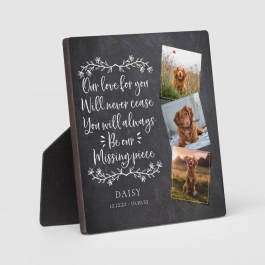 Leisteen Ontbrekend stuk Foto Collage Pet Memorial Fotoplaat (Voorkant)