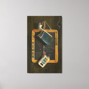 Leisteen, pijp, tabak en doos met lucifers canvas afdruk