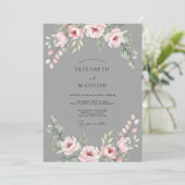 Leisteen Roze Ranunculus Eucalyptus Bruiloft Kaart (Staand voorkant)