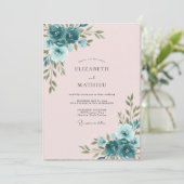 Leisteen Roze Ranunculus Eucalyptus Bruiloft Kaart (Staand voorkant)