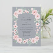 Leisteen Roze Rozen Bruiloft Kaart (Staand voorkant)