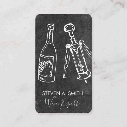 Leisteen voor wijnfles en opener visitekaartje (Voorkant)