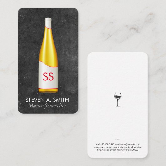 Leisteen voor wijnfles visitekaartje (Voorkant / Achterkant)
