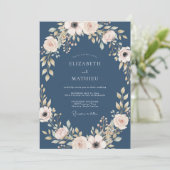 Leisteen Warm Crème Ranunculus Eucalyptus Bruiloft Kaart (Staand voorkant)