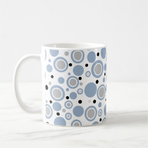 Leisteenblauw Zilver Zwart Geometrische Cirkels Koffiemok