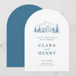 Leisteenblauwe Berg Winter Save the Date Kaart