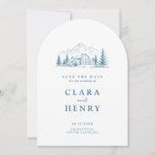 Leisteenblauwe Berg Winter Save the Date Kaart (Voorkant)