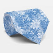 Leisteenblauwe bloem batik stropdas (Opgerold)