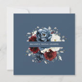 Leisteenblauwe Bourgogne Witte Ivoor Boho Bruiloft Kaart (Achterkant)