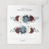 Leisteenblauwe Bourgogne Witte Ivoren Bruiloft Blo Plaatskaartje (Buitenkant ongevouwen)