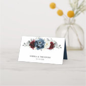 Leisteenblauwe Bourgogne Witte Ivoren Bruiloft Blo Plaatskaartje (Achterkant)