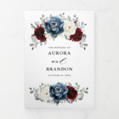 Leisteenblauwe Bourgogne Witte Ivoren Bruiloft  Drieluik Aankondiging (Cover)