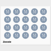 Leisteenblauwe Monogram Initiaal Ronde Sticker (Vel)