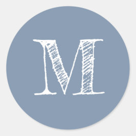 Leisteenblauwe Monogram Initiaal Ronde Sticker