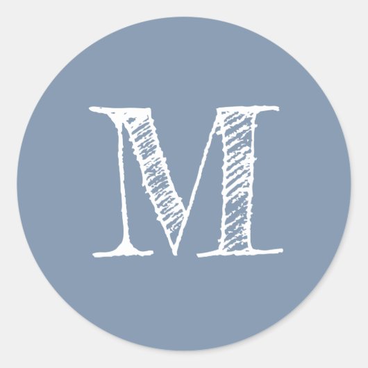 Leisteenblauwe Monogram Initiaal Ronde Sticker (Voorkant)
