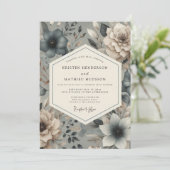 Leisteenblauwe Moody Bloom Bruiloft Kaart (Staand voorkant)