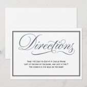 Leisteenblauwe scriptuur bruiloft richtingaanduide kaart (Voorkant / Achterkant)