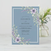 Leisteenblauwe Serene Lavendel Bruiloft Kaart (Staand voorkant)