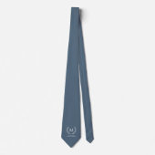 Leisteenblauwe trouwmonogram Vader van de Bruid Stropdas (Voorkant)