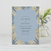 Leisteengoud Wilgen Eucalyptus Bruiloft Kaart (Staand voorkant)
