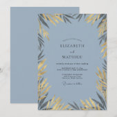Leisteengoud Wilgen Eucalyptus Bruiloft Kaart (Voorkant / Achterkant)