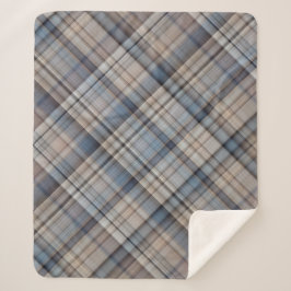 Leisteenkeitjes blauw, bruin en grijs geruit sherpa deken